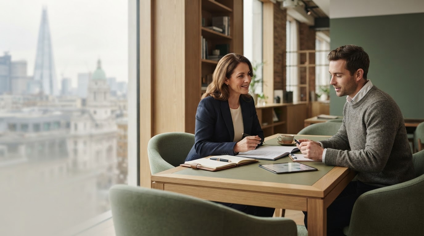 Marshal Vermira client reviewing retirement portfolio data with an adviser